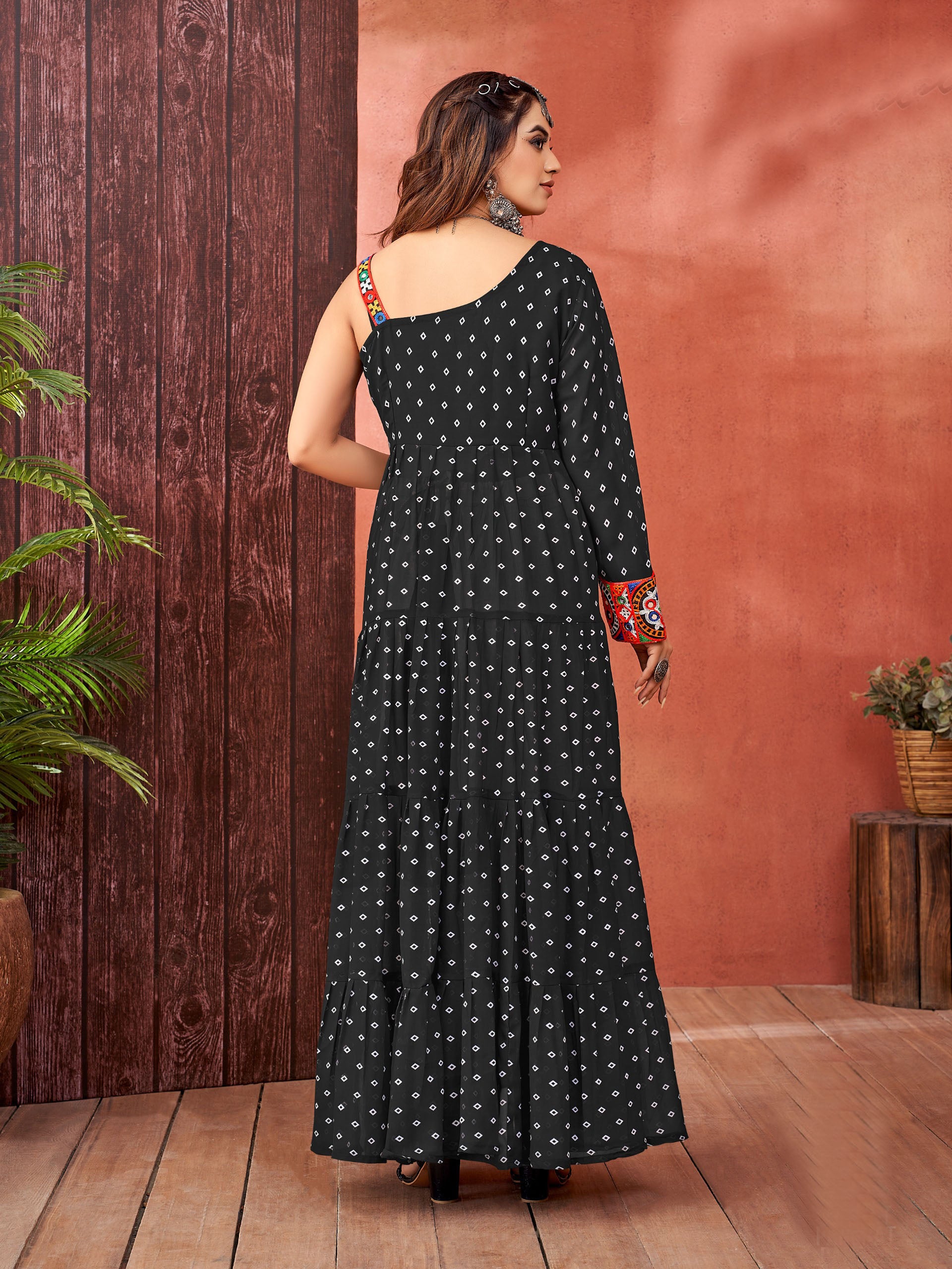 Navratri Faux Georgette Gown with Voluminous Flair